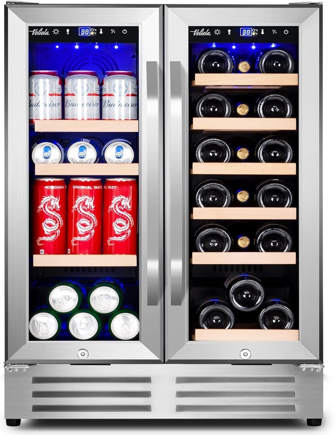 Wine and Beverage Refrigerator with Dual Zone Cooling System