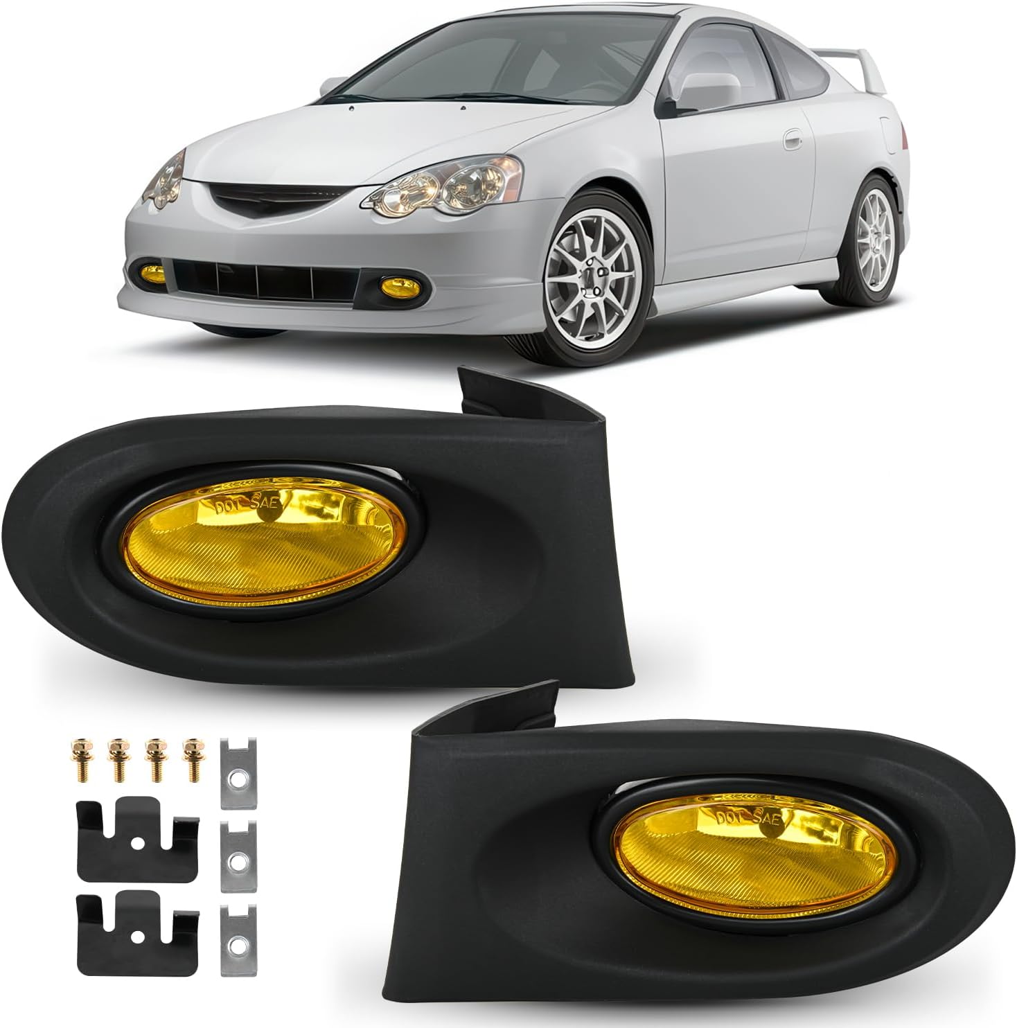 Nilight Fog Lights Assembly for 2002-2004 Acura RSX - Amber Lens