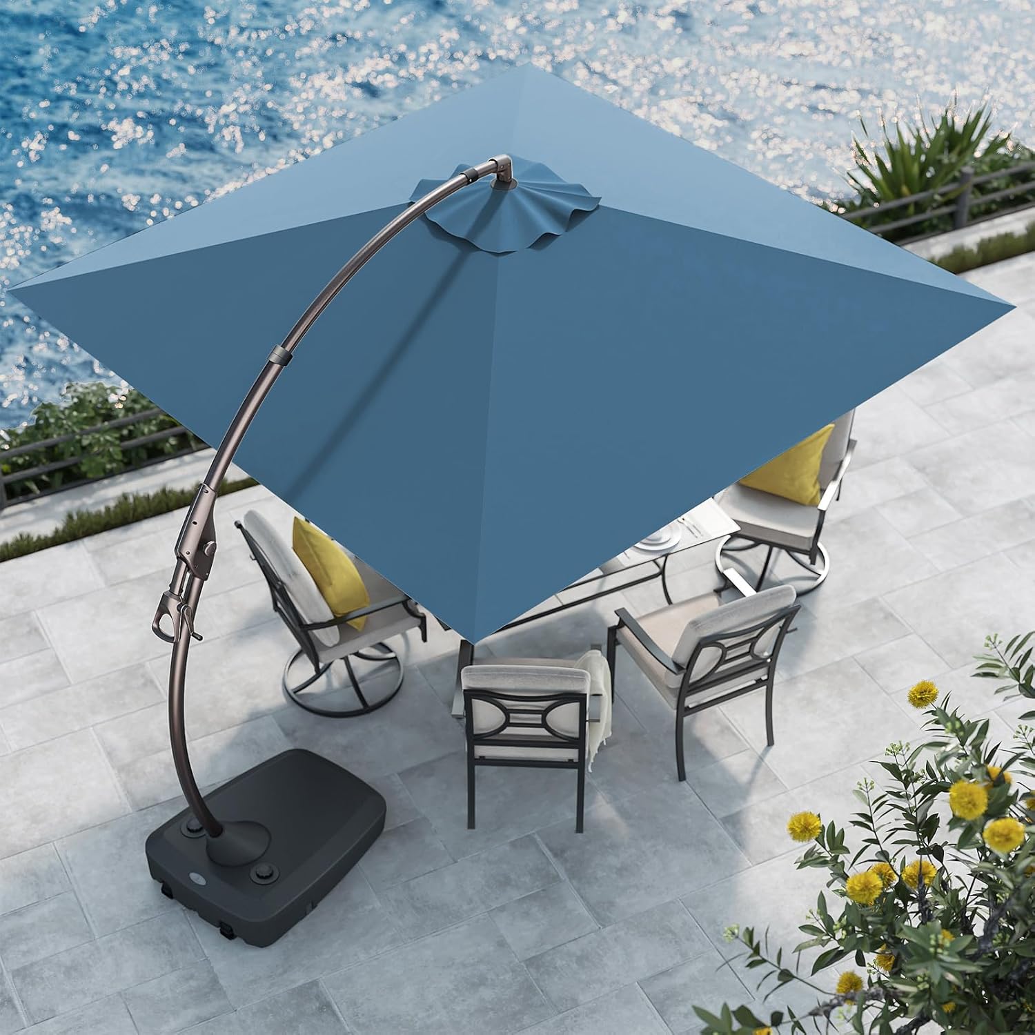 Grand patio 10x10 FT Cantilever Umbrella with Base for Outdoor Use