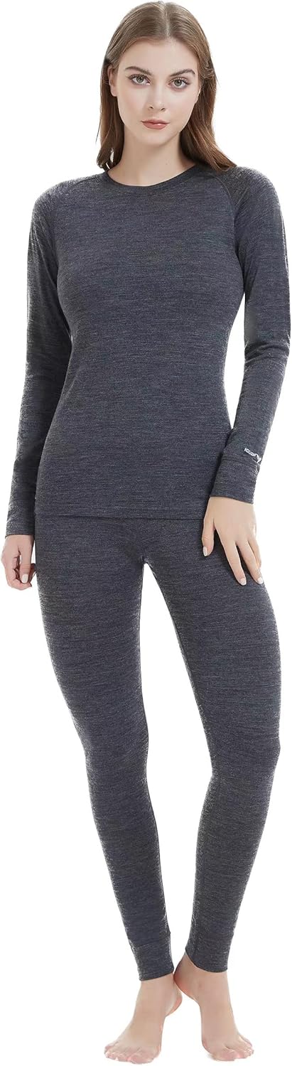 Iguana Womens 100% Merino Wool Base Layer Sets for Skiing