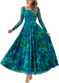 Women Maxi Dress Fall 2025 Square Neck Floral Maxi - Elegant Fit
