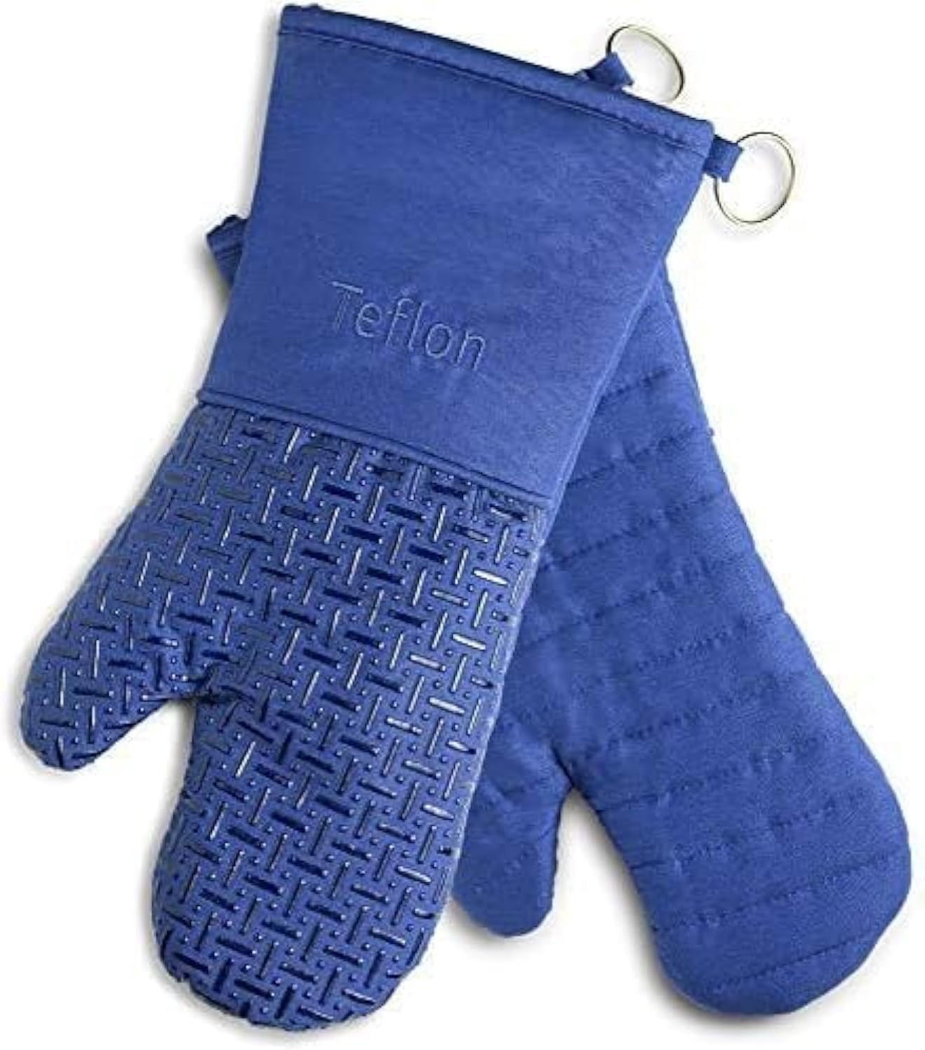 XLNT Blue Oven Mitts | Teflon EcoElite, Heat Resistant | Non-Slip BBQ Gloves
