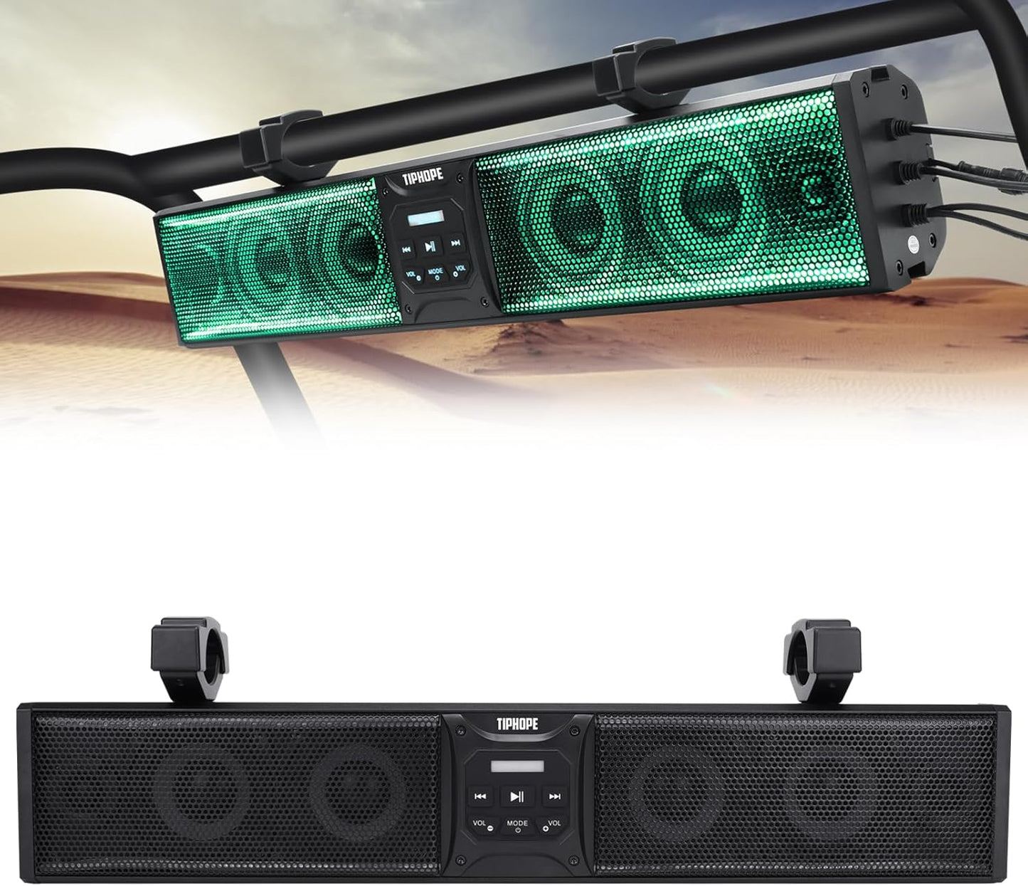 TIPHOPE 26 Inch UTV Sound Bar with RGB Lighting and Bluetooth