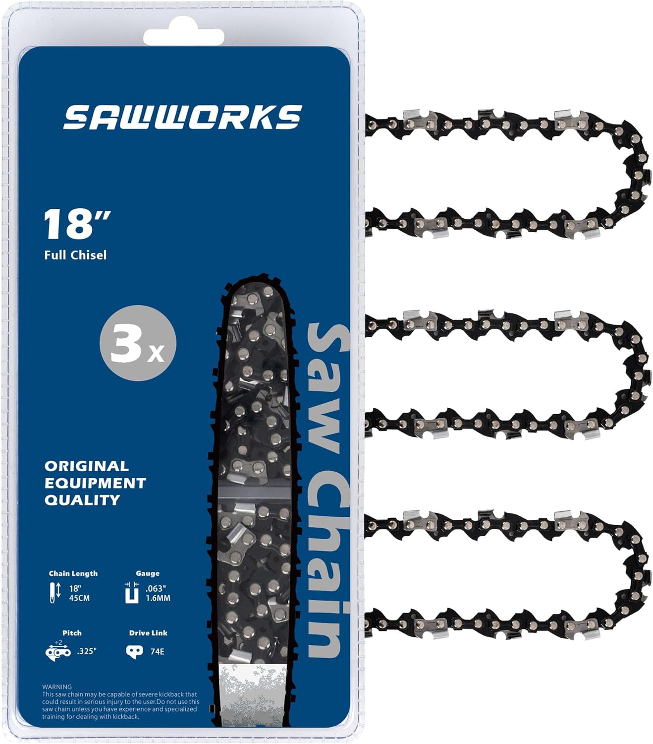 18 Inch Chainsaw Chain 3-Pack for Stihl and Oregon Models