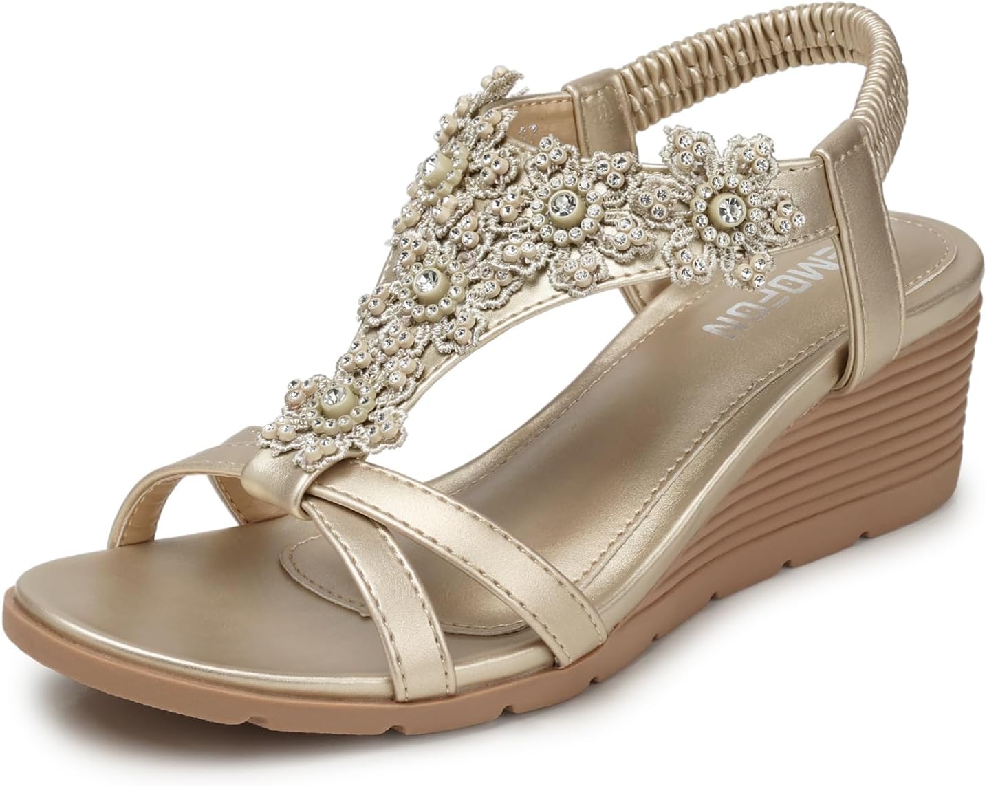 TEMOFON Women's Low Wedge Heels Summer Dressy Platform Sandals