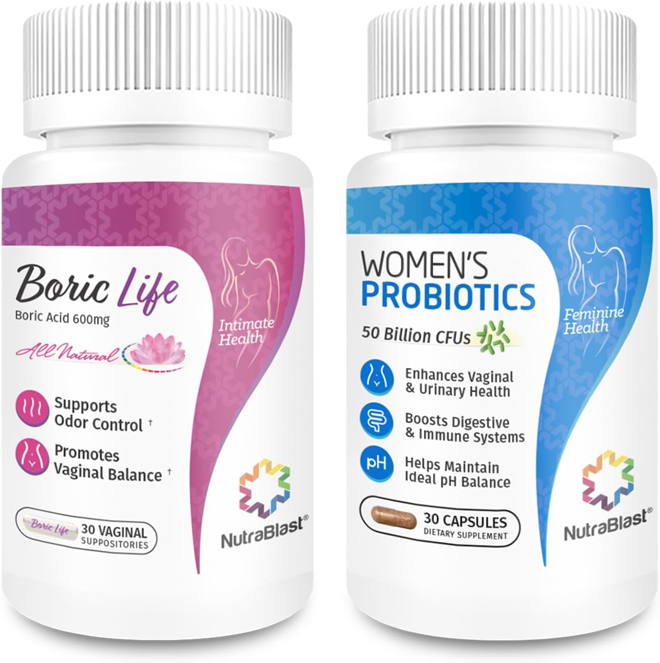 NutraBlast Boric Acid Vaginal Suppositories Bundle for Health