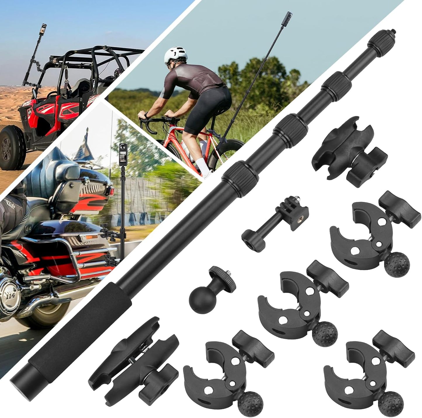 BRDRC Motorcycle Mount for Insta 360 X4 X5 - Versatile Clamp Kit