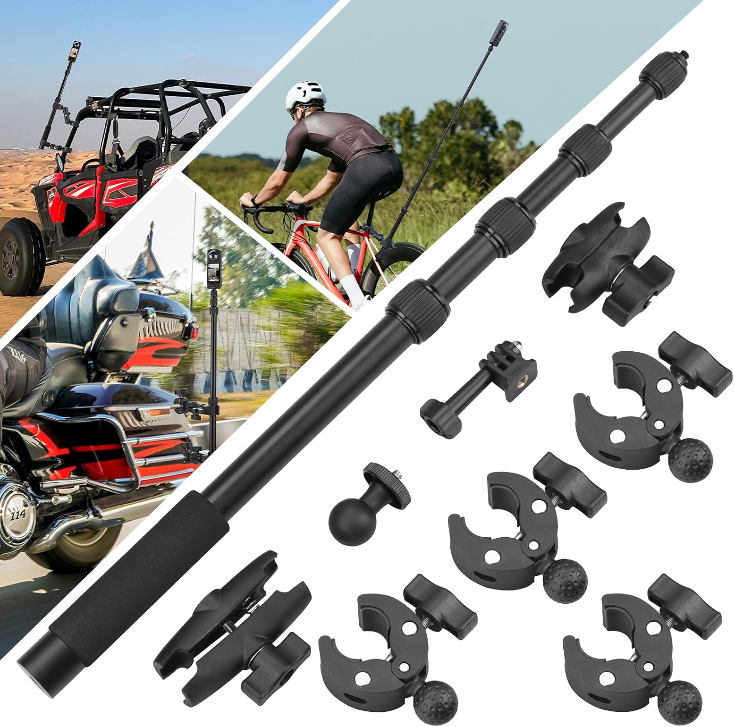 BRDRC Motorcycle Mount for Insta 360 X4 X5 - Versatile Clamp Kit