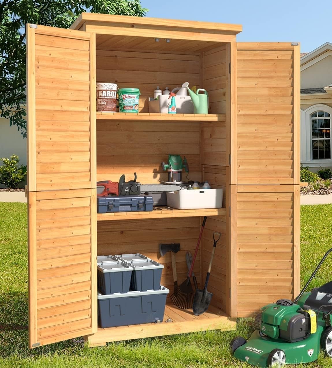 Gizoon Outdoor Storage Cabinet with Lockable Doors and Shelves