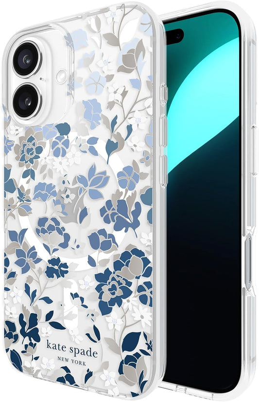 kate spade new york iPhone 16 Case - Flowerbed Blue Gems