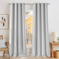 Faux Linen Greyish White Blackout Curtains 84 in - Privacy & Texture