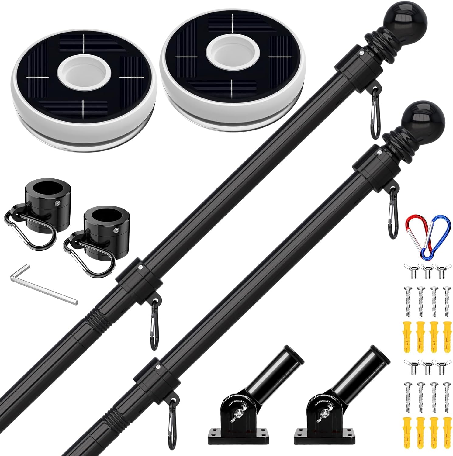 ZMTECH 6 FT Flag Pole with Solar Light - Adjustable Bracket