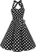 Women's Vintage Polka Audrey Halter Cocktail Dress - Swing 1950s