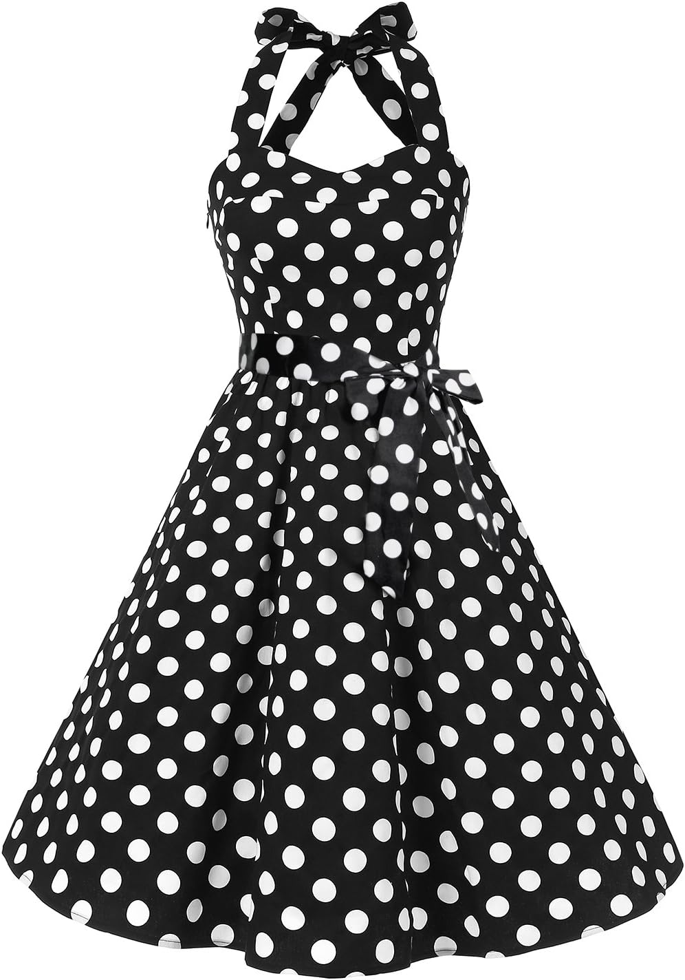 Vintage Polka Audrey Dress 1950s Halter Retro Cocktail Dress