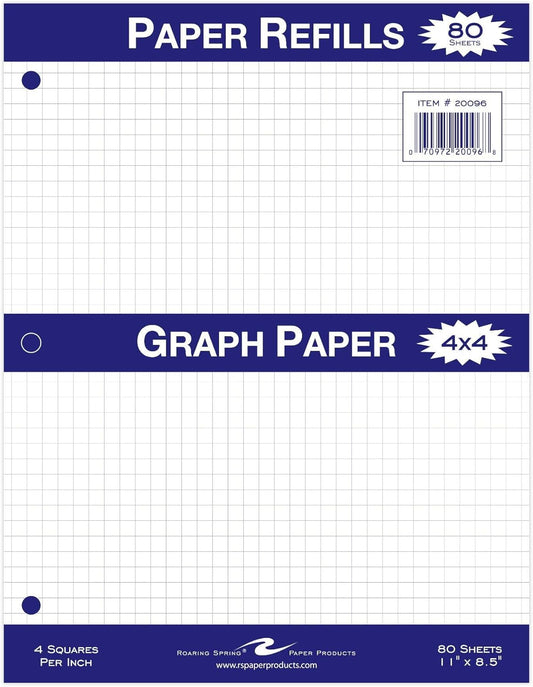 Roaring Spring Graph Paper: 80 Sheets, 8x11, 4x4 Graph Ruled - Perfect for Organized Note-Taking!