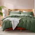 Nestl Olive Green Duvet Cover King Size - Soft Double Brushed Set