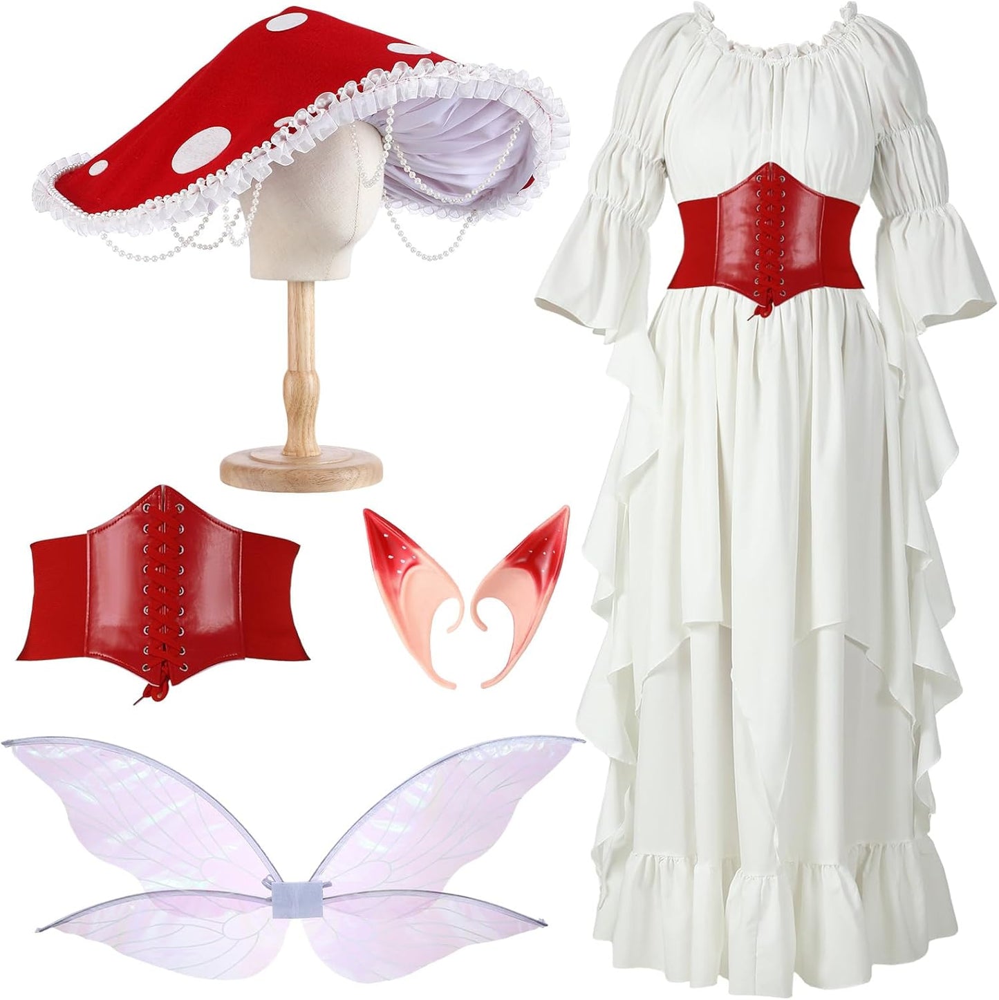 Mepase Halloween Renaissance Medieval Costume with Fairy Wings