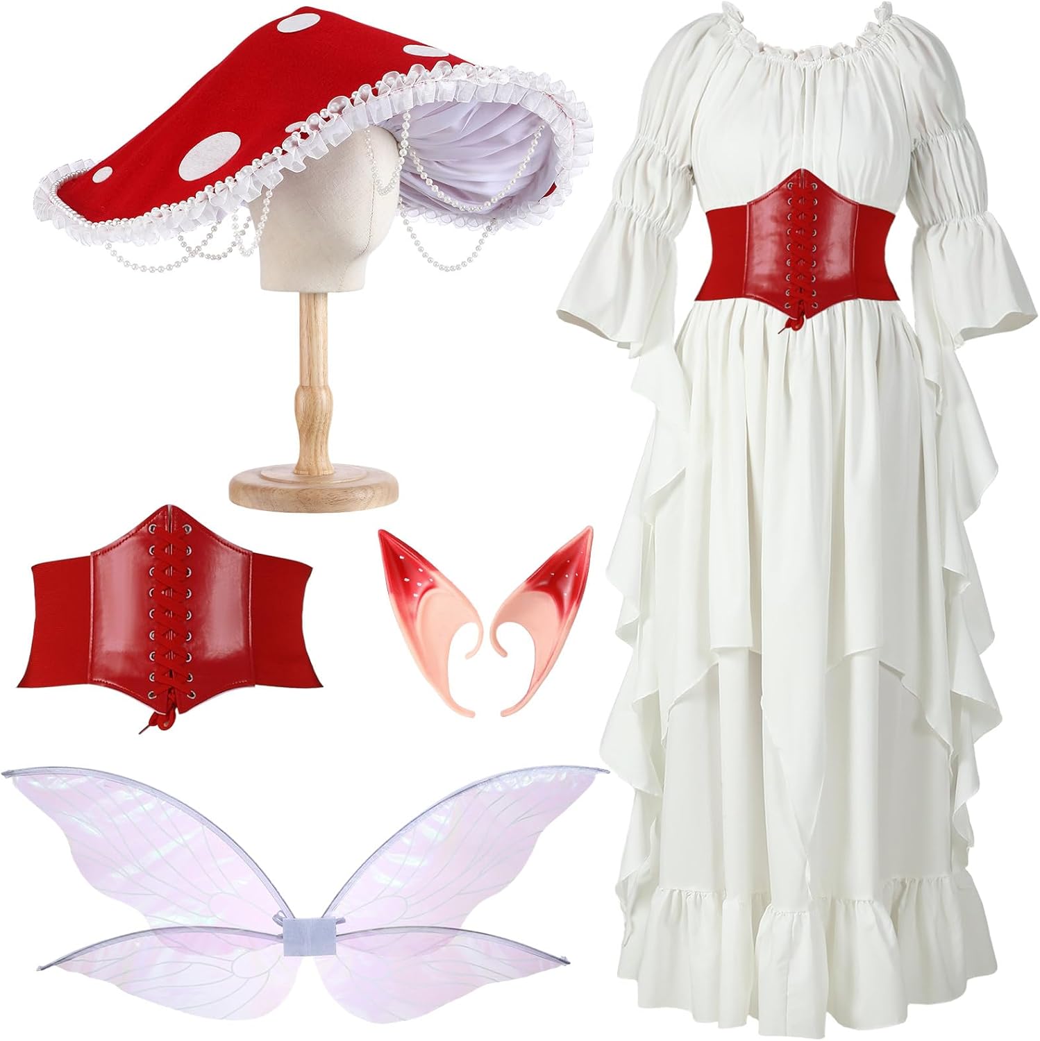 Mepase Halloween Renaissance Medieval Costume with Fairy Wings