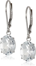 925 Sterling Silver White Topaz Leverback Dangle Earrings - Elegant