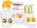 6 Pcs Buffet Risers Acrylic Display Stands - Clear White Bases