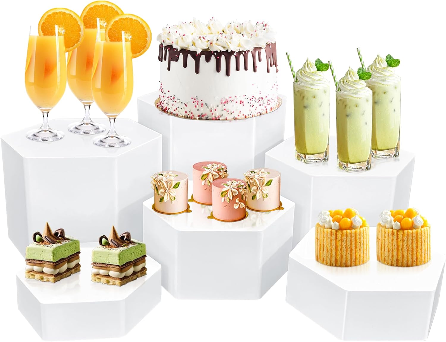 6 Pcs Buffet Risers for Desserts and Jewelry Display Cases