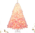 HAPPYGRILL 6 ft Pre-lit Flocked Pink Christmas Tree - Cozy Warm Lights