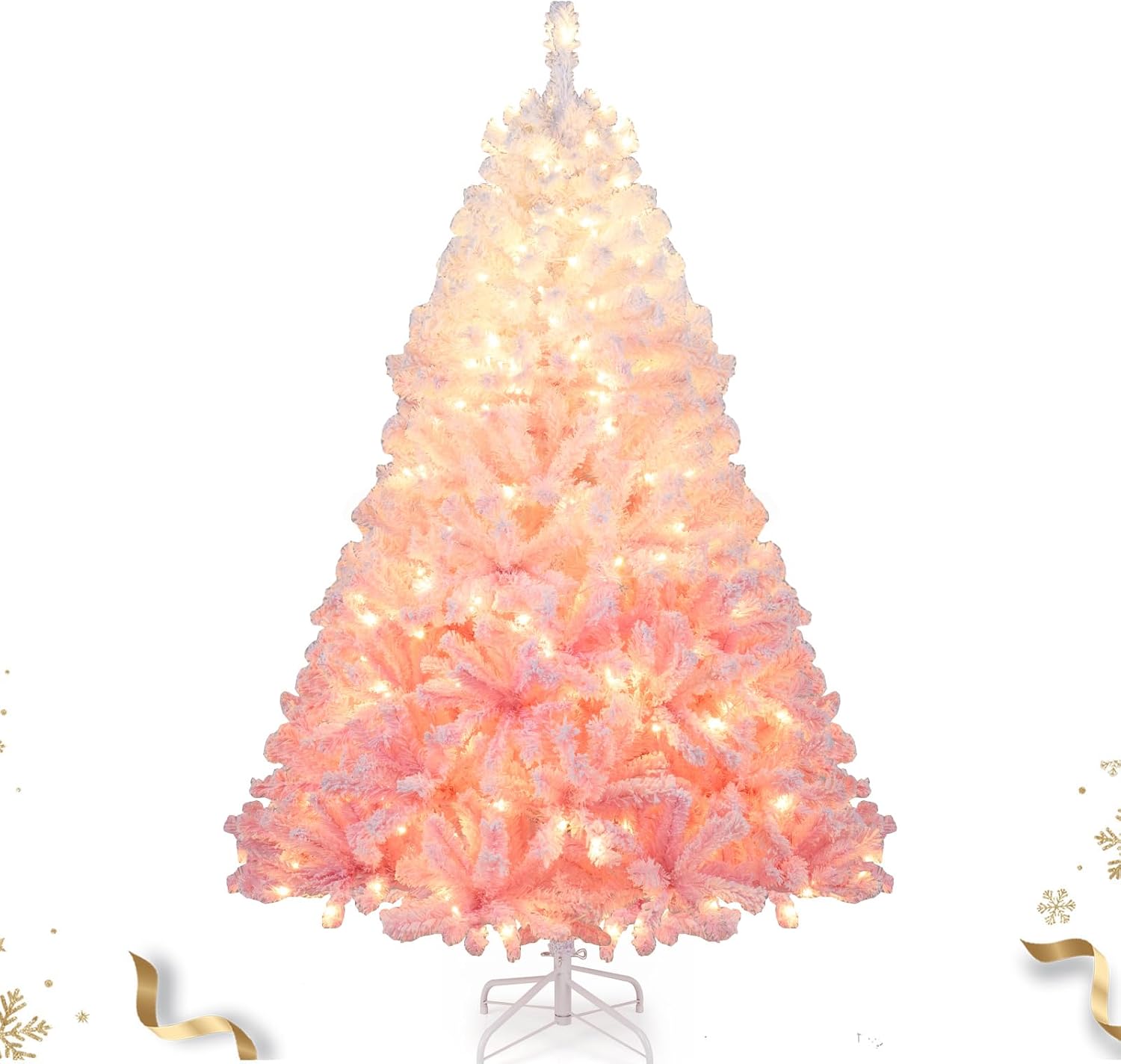 6 FT Pre-lit Flocked Christmas Tree with 250 LED Lights