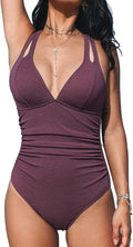 One Piece Swimsuit Tummy Control Deep V Neck - Flattering Fit Shoes