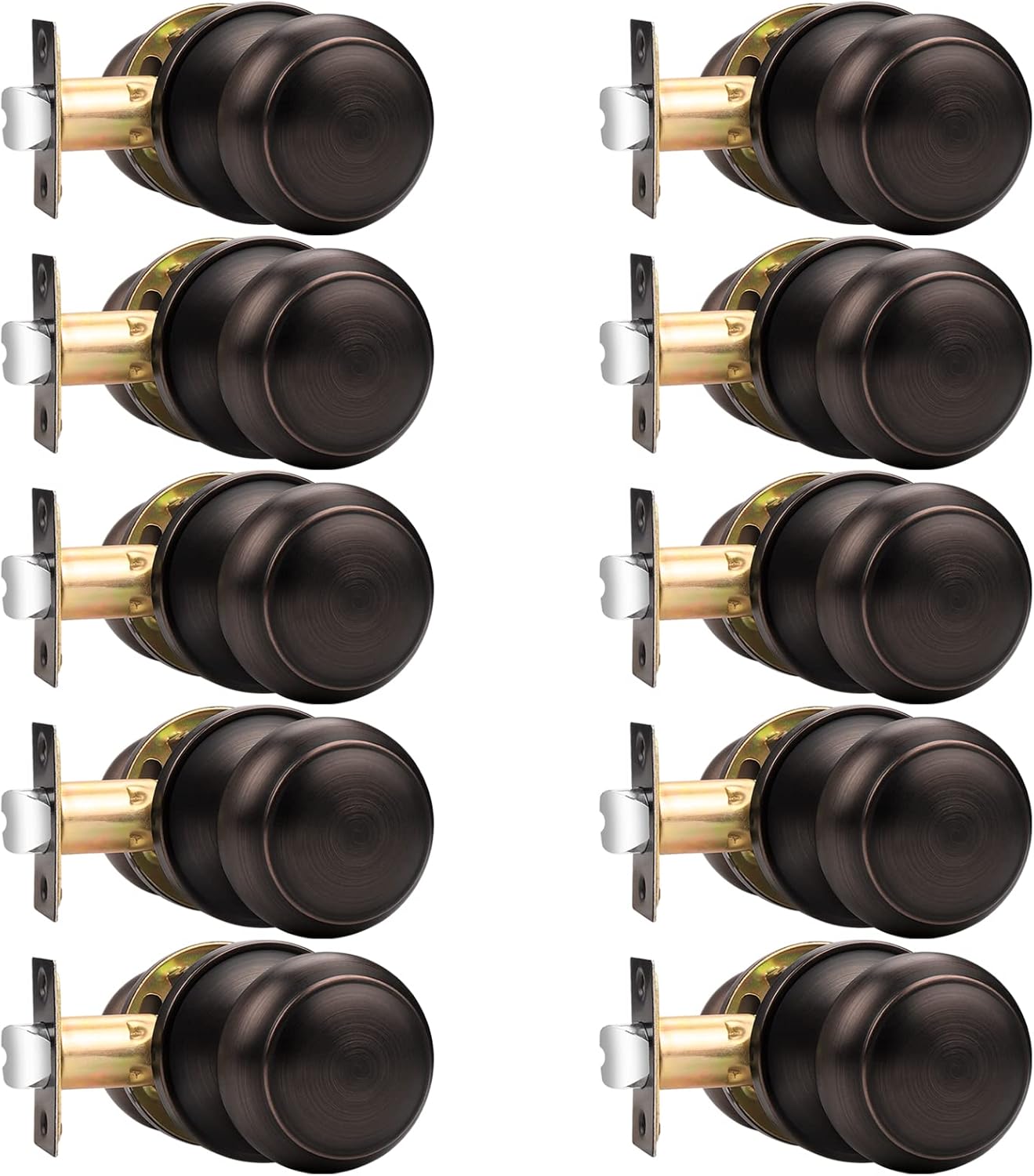 Probrico Interior Passage Door Knobs - Oil Rubbed Bronze 10 Pack