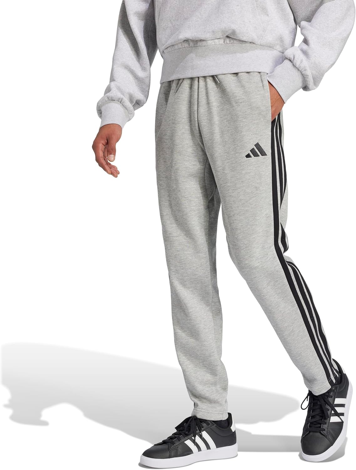 Adidas Mens Essentials 3-Stripes Fleece Open Hem Pants Review
