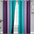 Teal Blackout Curtains 84 in Long Ombre Purple Blackout Drapes - Full