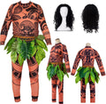 Tattoo T-Shirts Pants for Cosplay Suits with Leaf Skirts