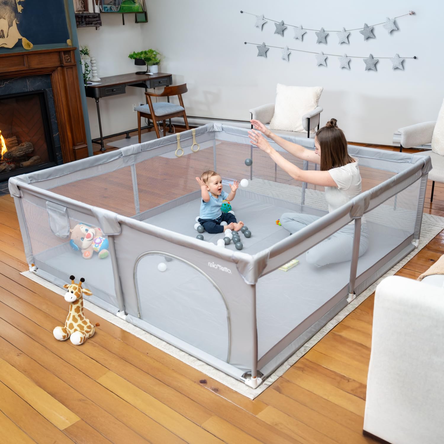MioTetto Large Baby Playpen - Safe Portable Play Pen for Kids
