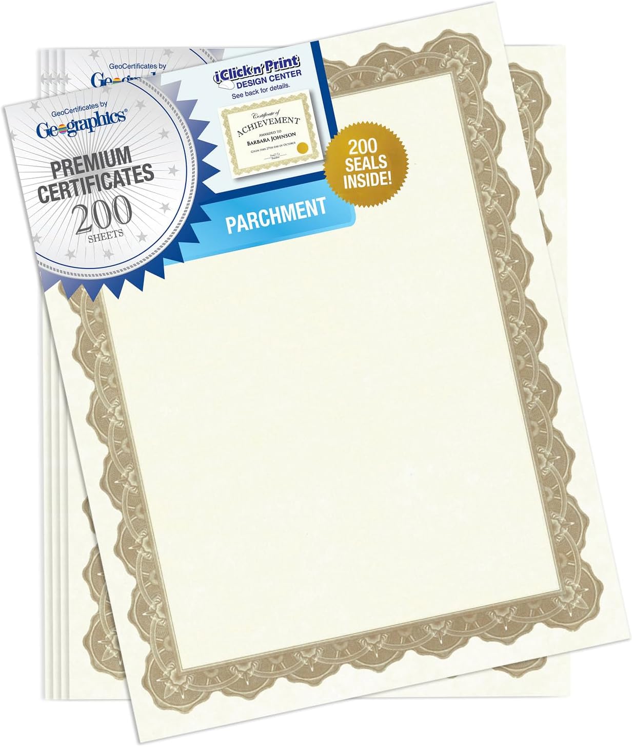 Geographics Optima Gold Blank Award Certificate Paper Pack of 200