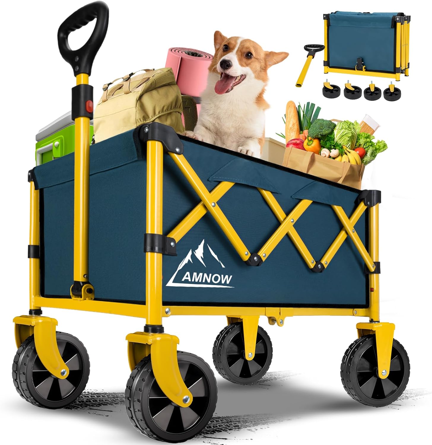 Collapsible Wagon Cart with Wheels for Shopping and Camping