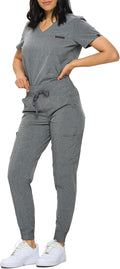 Slim Fit Stretchy Scrubs Women's Jogger Scrub Set - Sleek Tuck-In