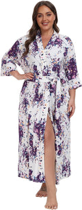 Plus Size Long Robe Kimono - Soft Lightweight Maternity Robe