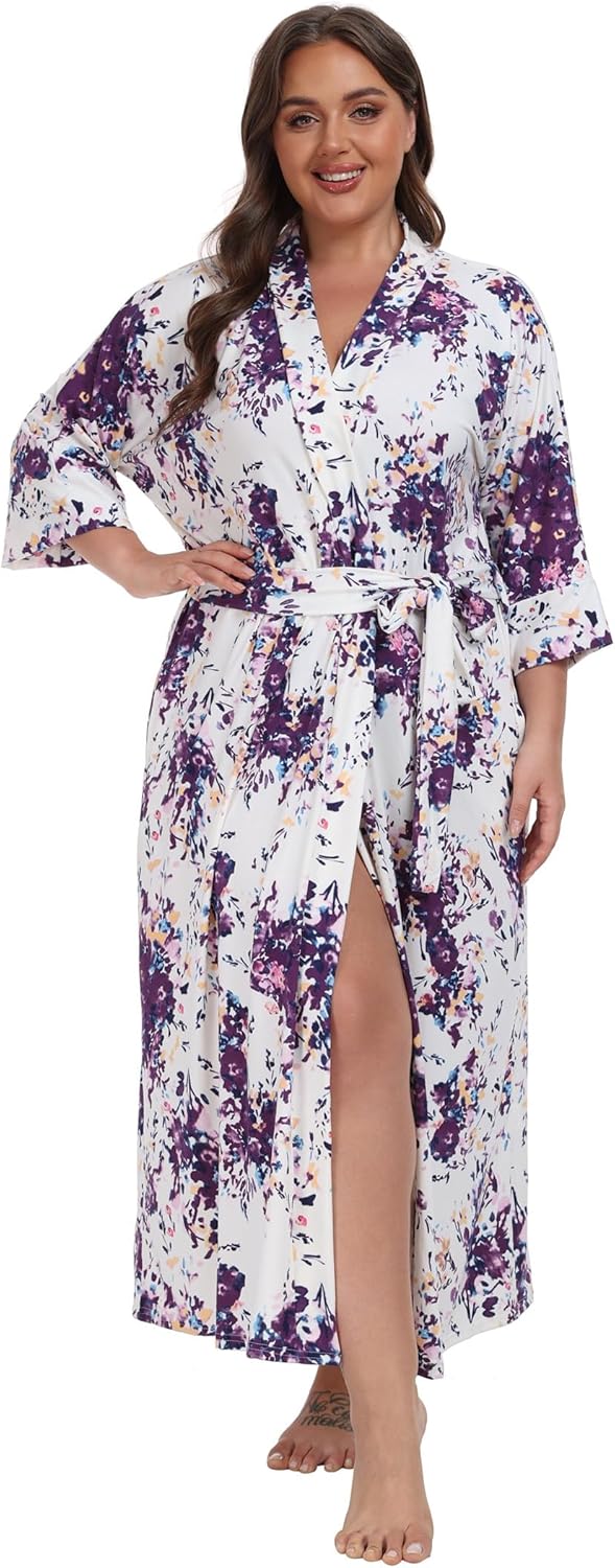 Plus Size Long Robes for Women - Comfortable Floral Kimonos