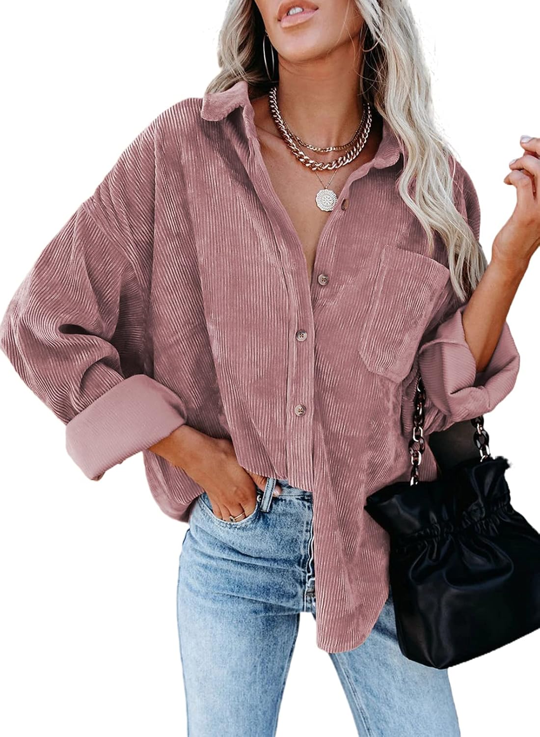 Dokotoo Womens Corduroy Button Down Shirt for Stylish Comfort