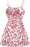WDIRARA Women's Floral Print Ruched Cami Dress for Summer Fun
