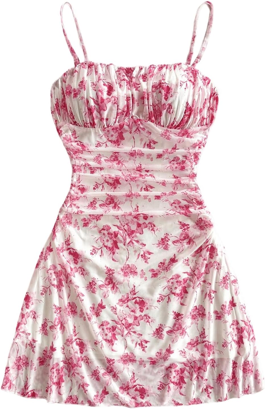 WDIRARA Women's Floral Print Ruched Cami Dress for Summer Fun