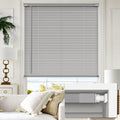 1in Vinyl Mini Blinds 43in x 48in Grey - No Tools No Drill Cordless