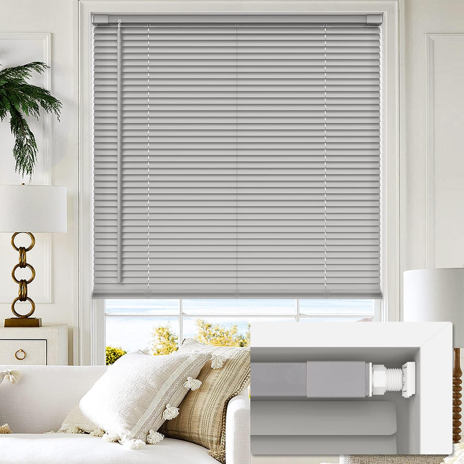 LazBlinds No Tools No Drill 1in Vinyl Mini Blinds for Windows