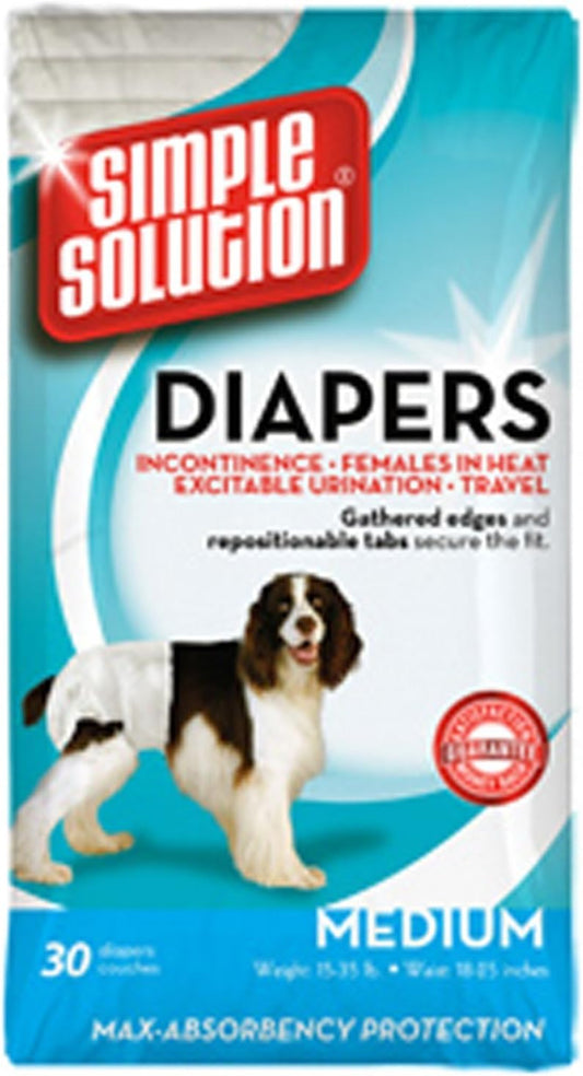 Super Absorbent Disposable Dog Diapers | Leak-Proof | Medium | 30 Count