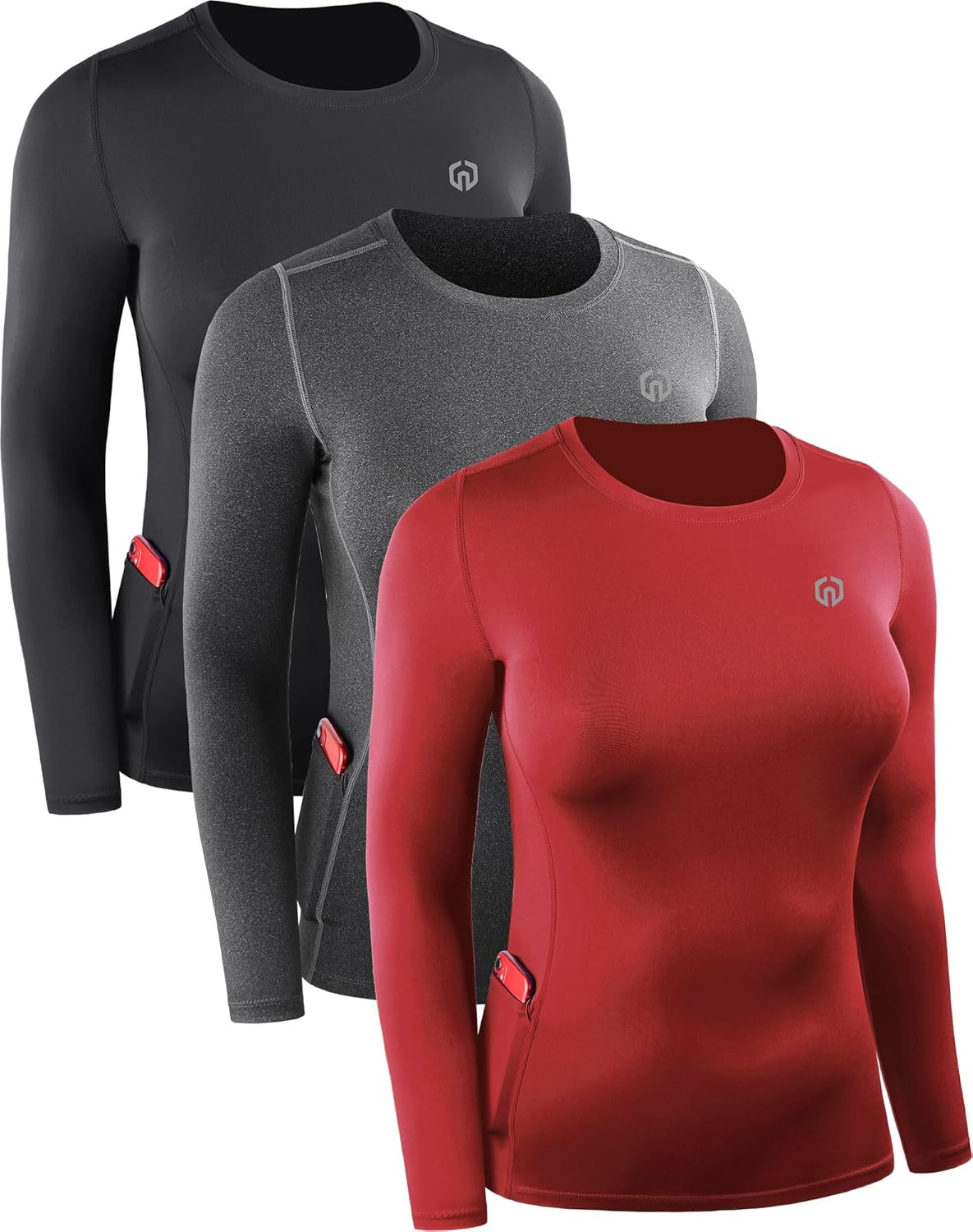 NELEUS Women's Compression Long Sleeve T Shirt 3 Pack for Athletes