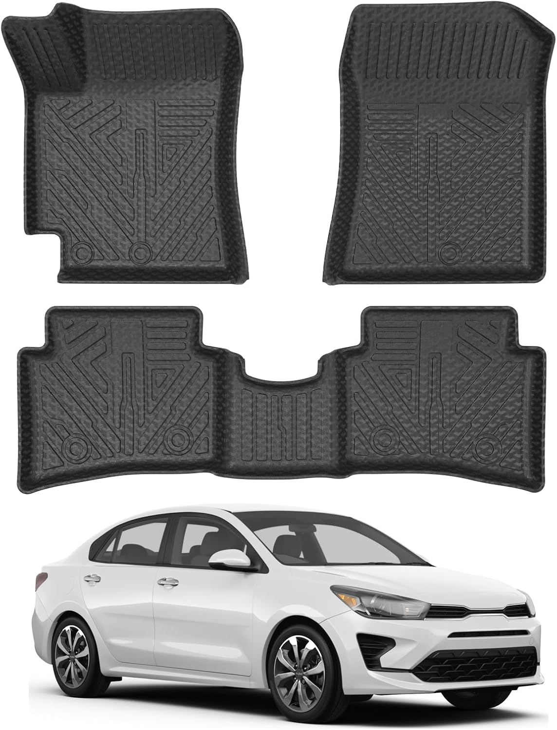 Durable All Weather Floor Mats for 2018-2024 Kia Rio 5-Door