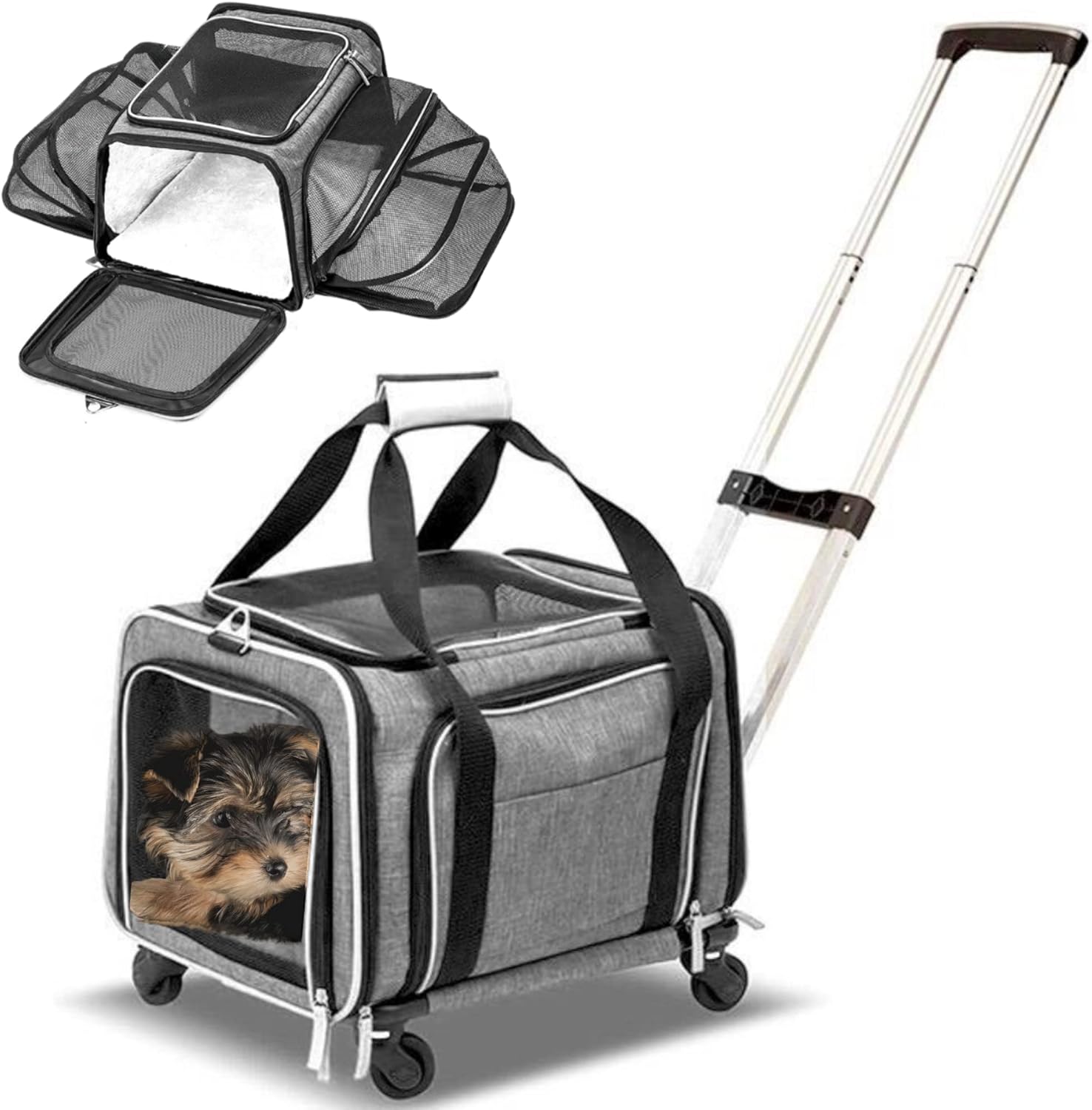 Airline Approved Expandable Pet Carrier on Wheels for Travel