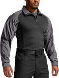 CQR Men's Combat Shirt 1/4 Zip Long Sleeve Tactical Top (Style 1BLQ)