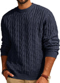 PJ PAUL JONES Mens Cable Knit Crewneck Sweater - Comfortable Layering