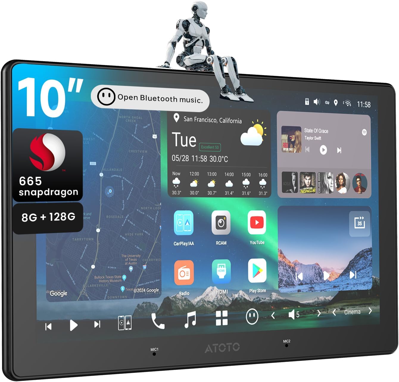 10 inch QLED AI Android Car Stereo with Wireless Carplay Features